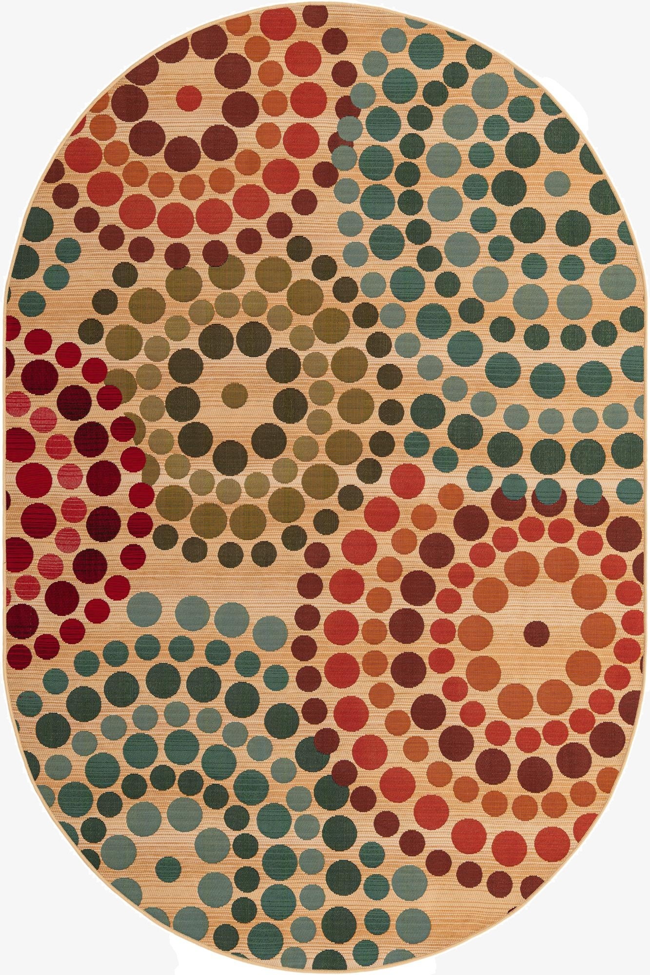 5' 3 x 8'  Washable Modern Indoor / Outdoor Oval Rug