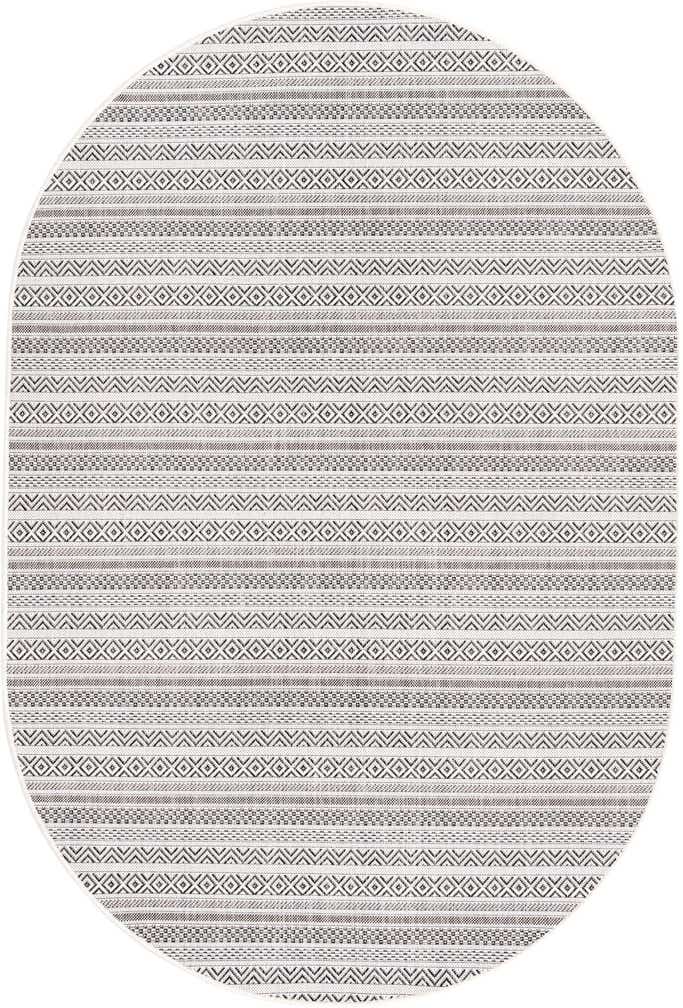 5' 3 x 8' Easy-Clean Ribbon Indoor / Outdoor Oval Rug