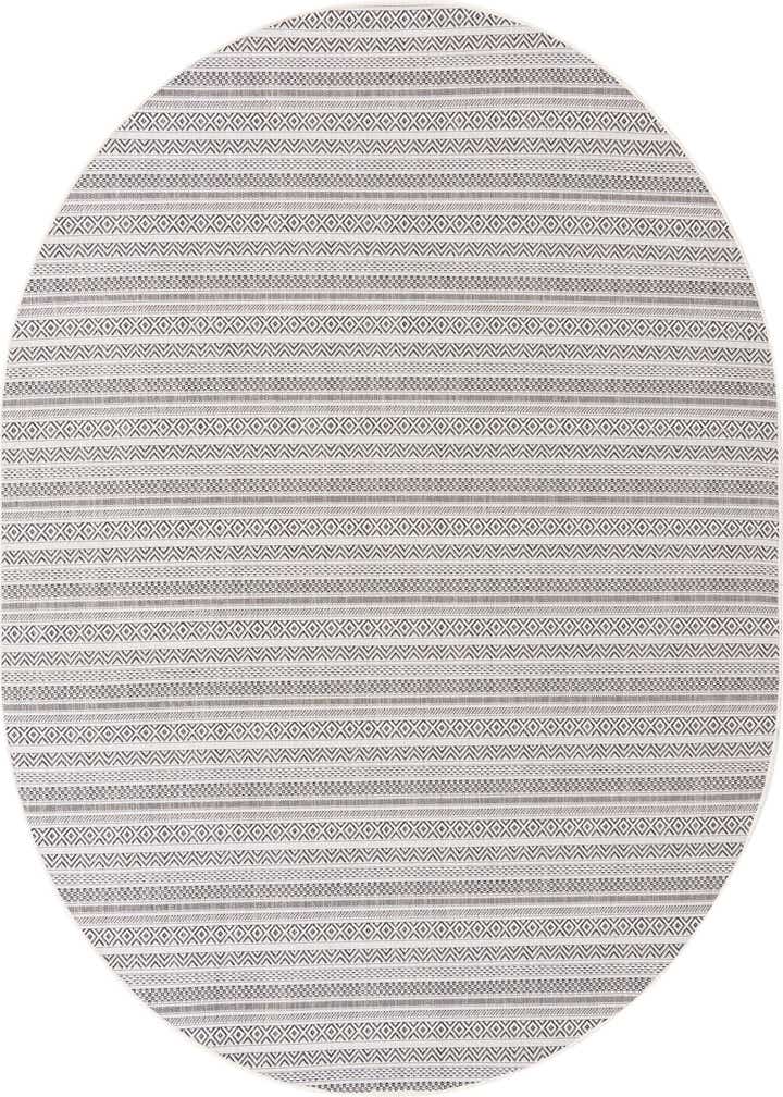 7' 10 x 10' Easy-Clean Striped Indoor / Outdoor Oval Rug