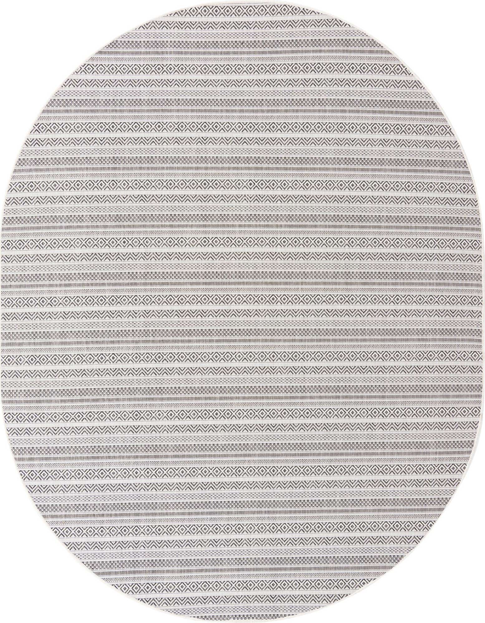 7' 10 x 10' Easy-Clean Striped Indoor / Outdoor Oval Rug