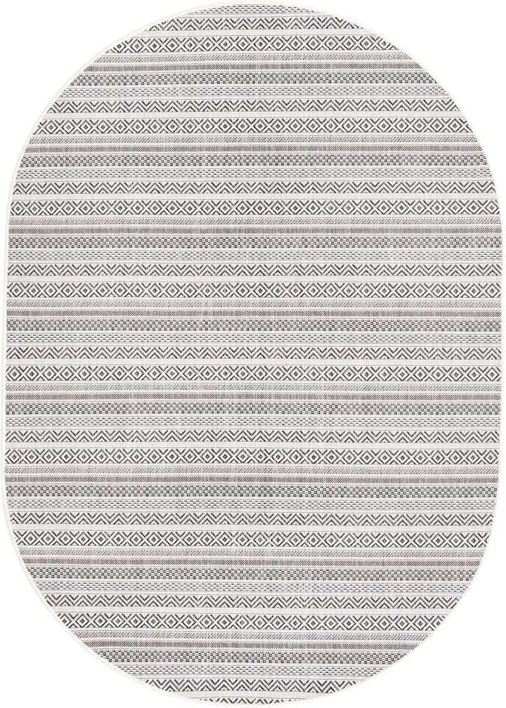 5' 3 x 8' Easy-Clean Striped Indoor / Outdoor Oval Rug