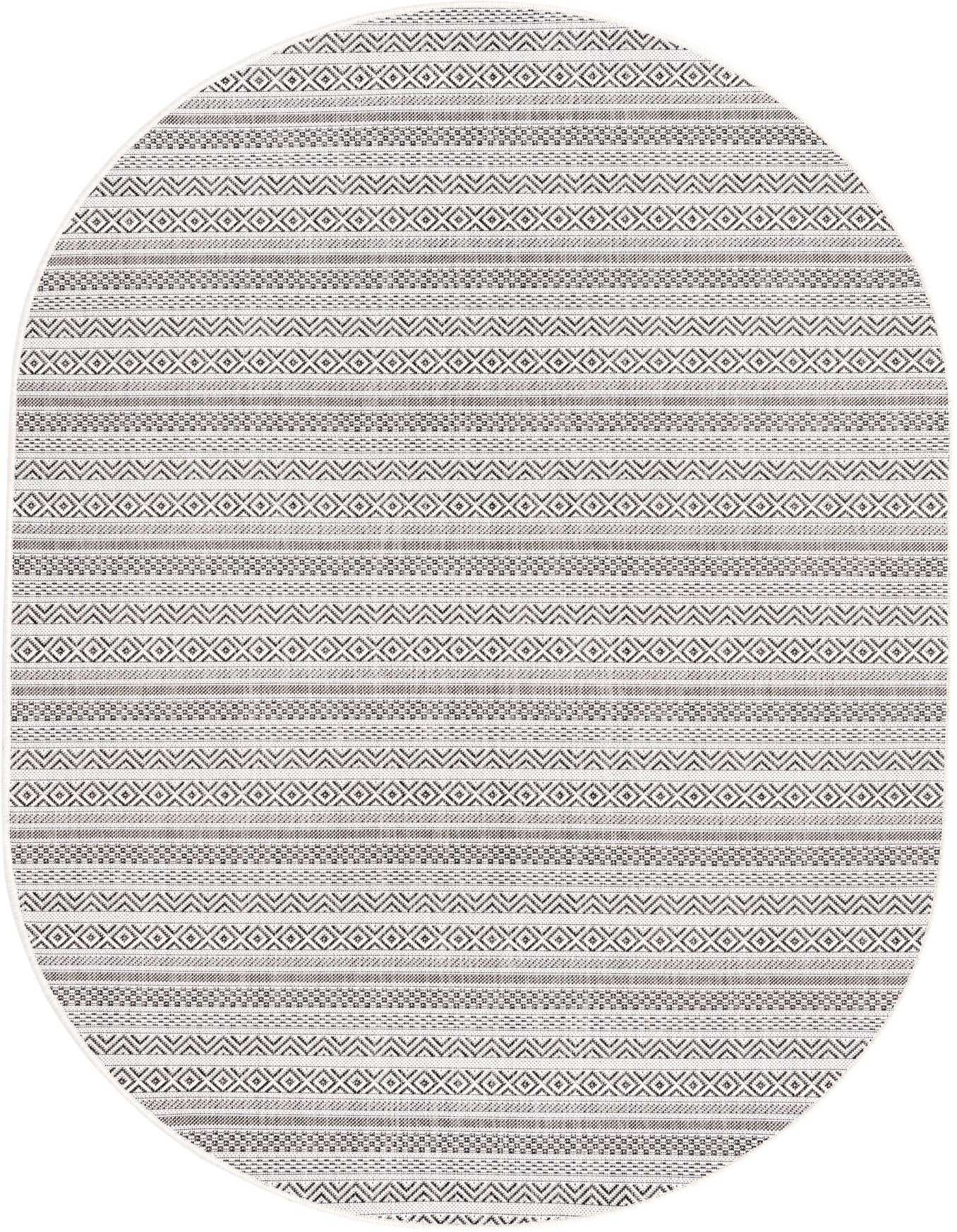 5' 3 x 8' Easy-Clean Striped Indoor / Outdoor Oval Rug