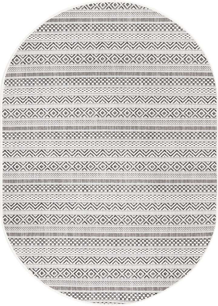 3' x 5' 3 Easy-Clean Striped Indoor / Outdoor Oval Rug