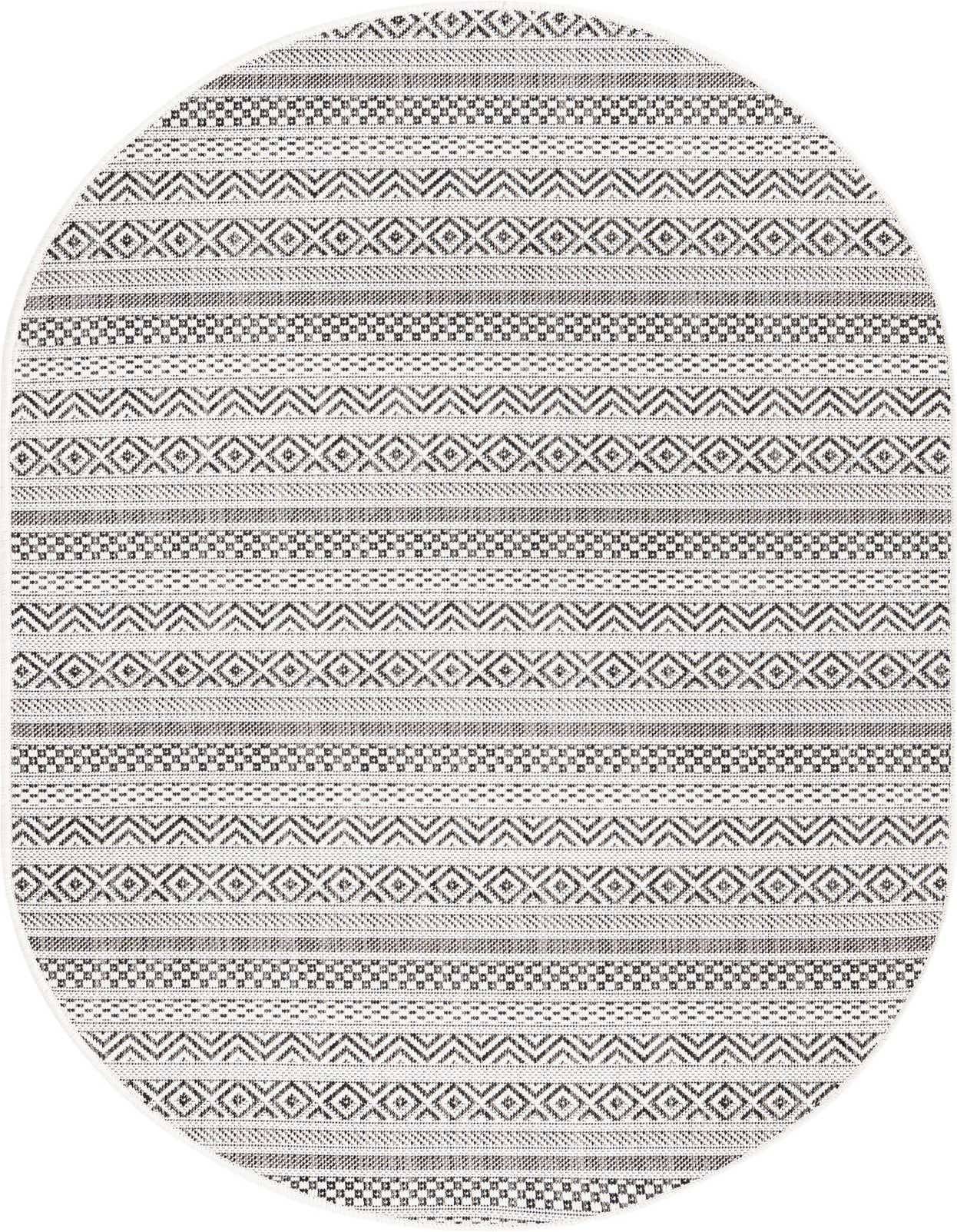 3' x 5' 3 Easy-Clean Striped Indoor / Outdoor Oval Rug