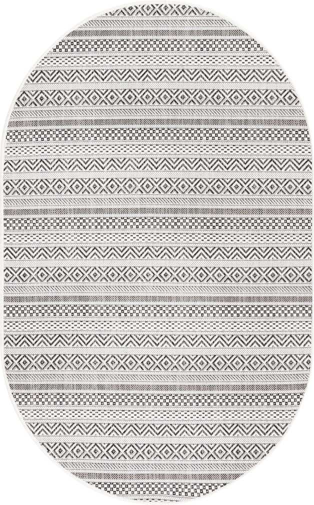 3' x 5' 3 Easy-Clean Striped Indoor / Outdoor Oval Rug