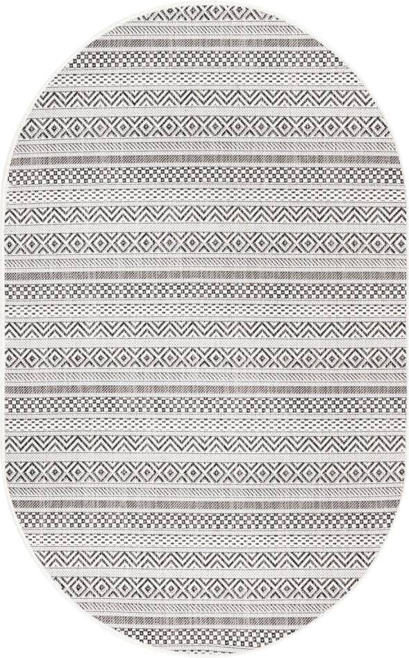 Detail image of 3' x 5' 3 Easy-Clean Striped Indoor / Outdoor Oval Rug
