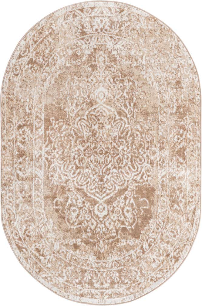 Beige 120cm x 185cm Oxford Oval Teppich