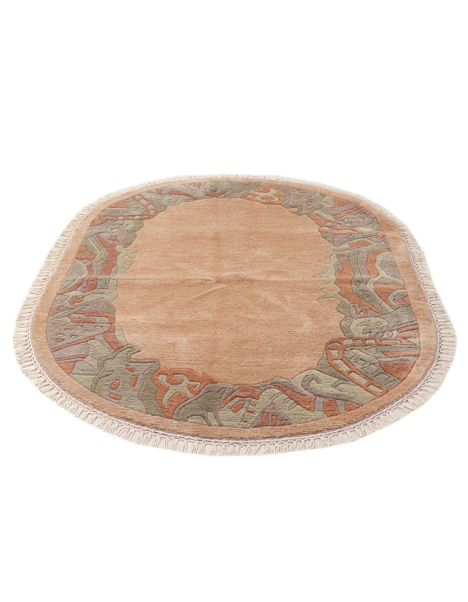 4' 1 x 6' Hand Knotted Tibet Wool Oval Rug