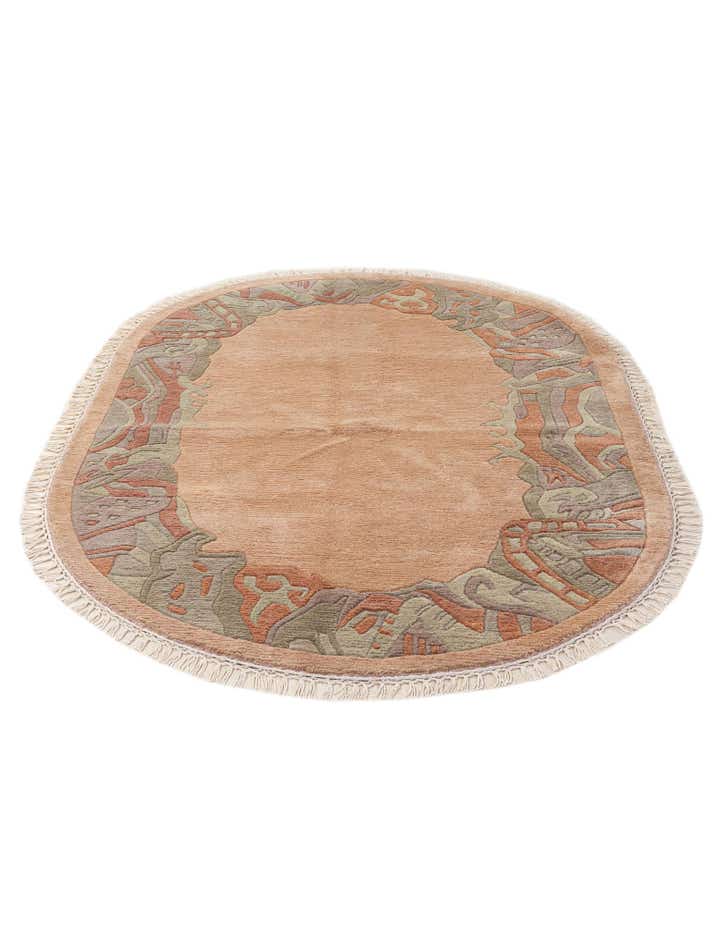 4' 1 x 6' Hand Knotted Tibet Wool Oval Rug