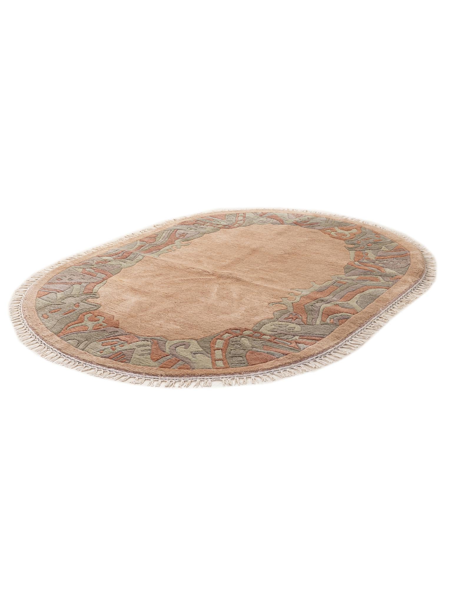 4' 1 x 6' Hand Knotted Tibet Wool Oval Rug