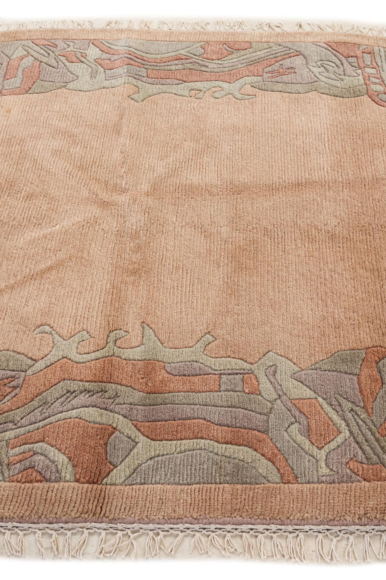 4' 1 x 6' Hand Knotted Tibet Wool Oval Rug