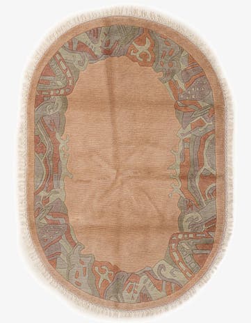 4' 1 x 6' Hand Knotted Tibet Wool Oval Rug