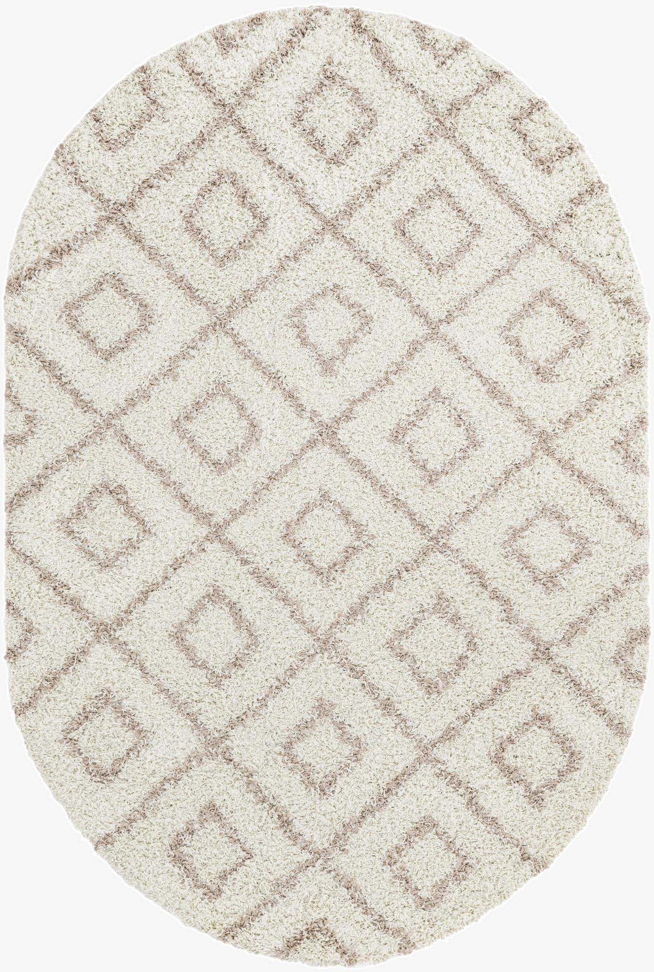 5' 3 x 8' Trellis Shag Oval Rug