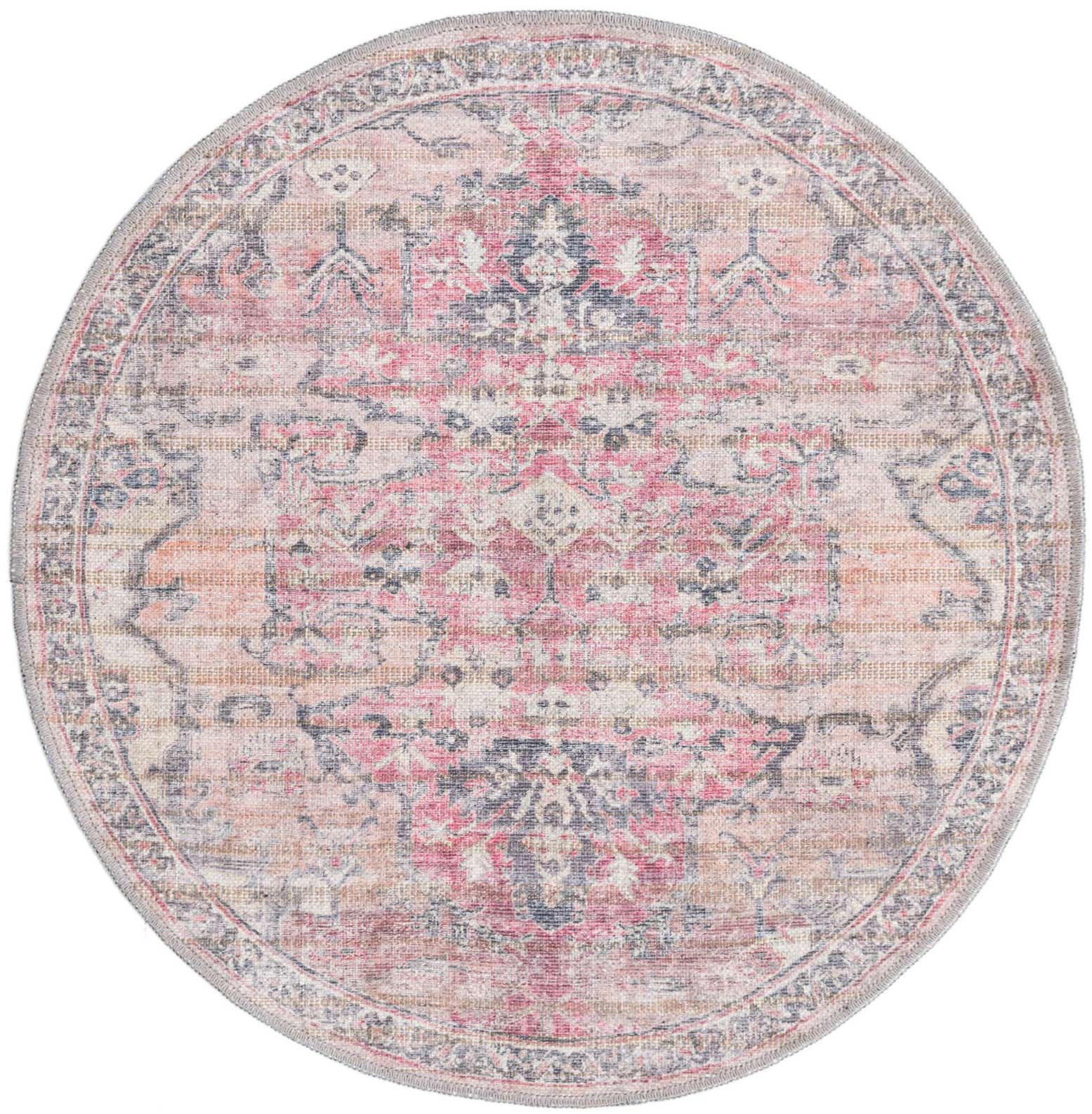 3' 3 x 3' 3 Washable Nostalgia Round Rug