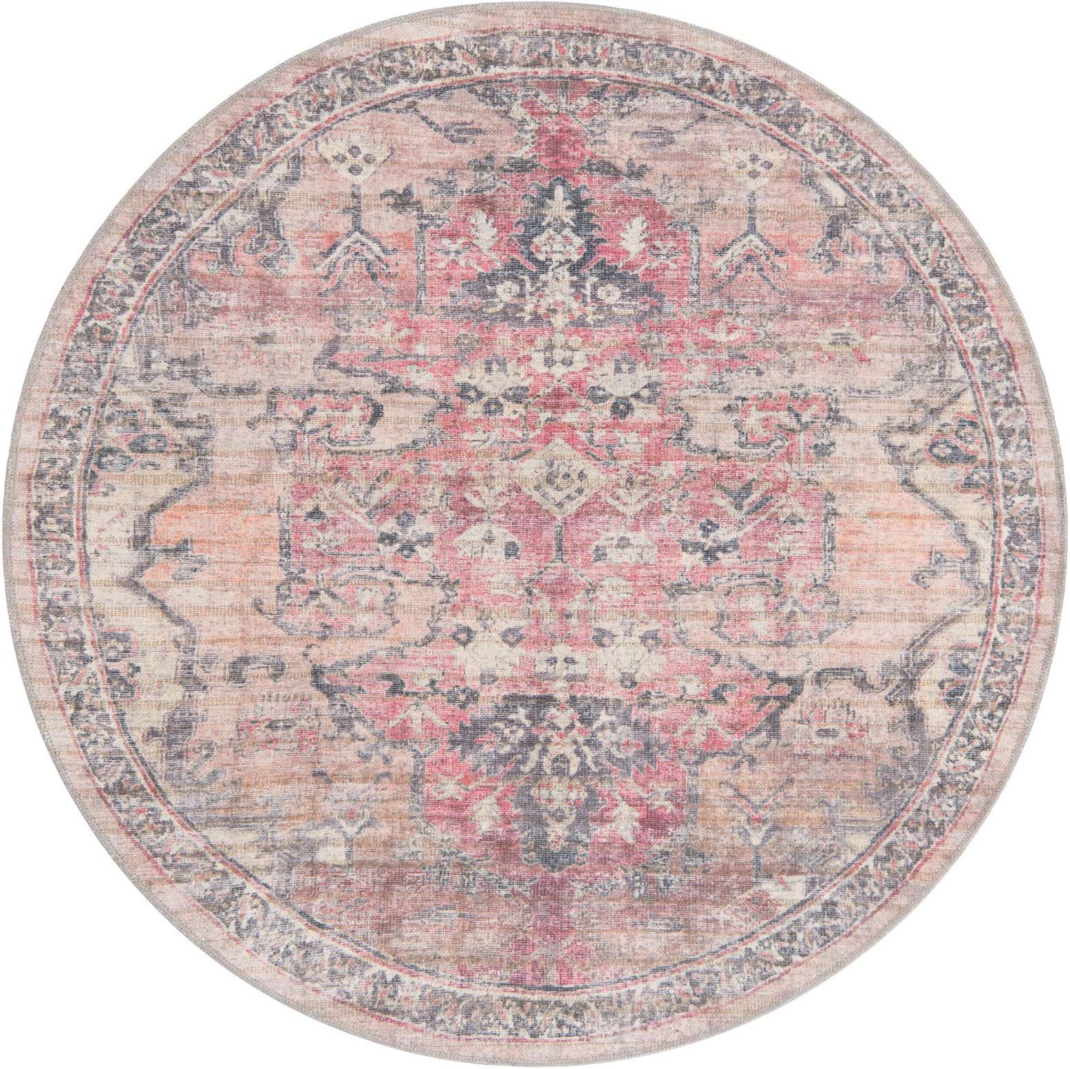 5' 3 x 5' 3 Washable Nostalgia Round Rug
