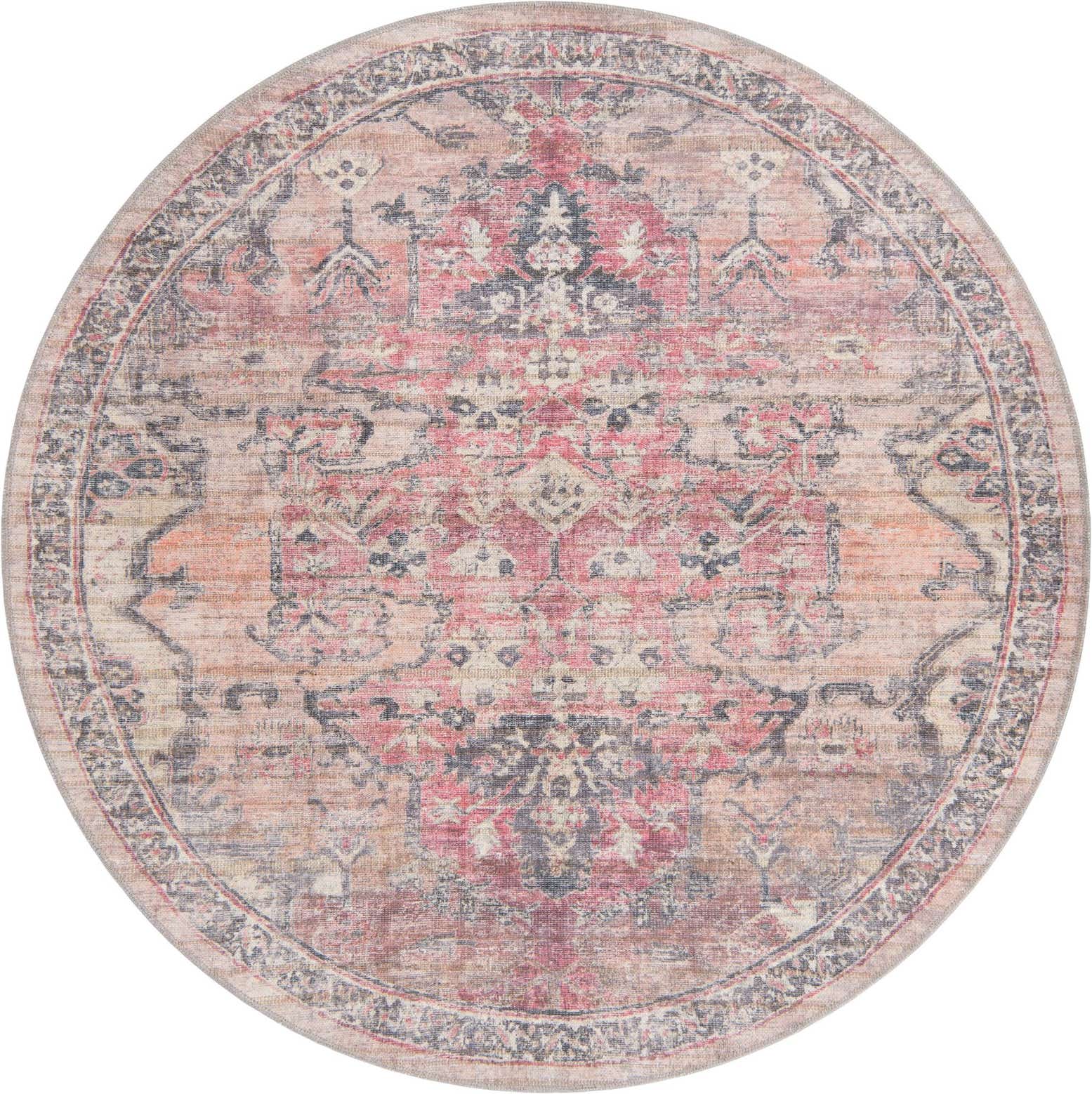 6' x 6' Washable Nostalgia Round Rug