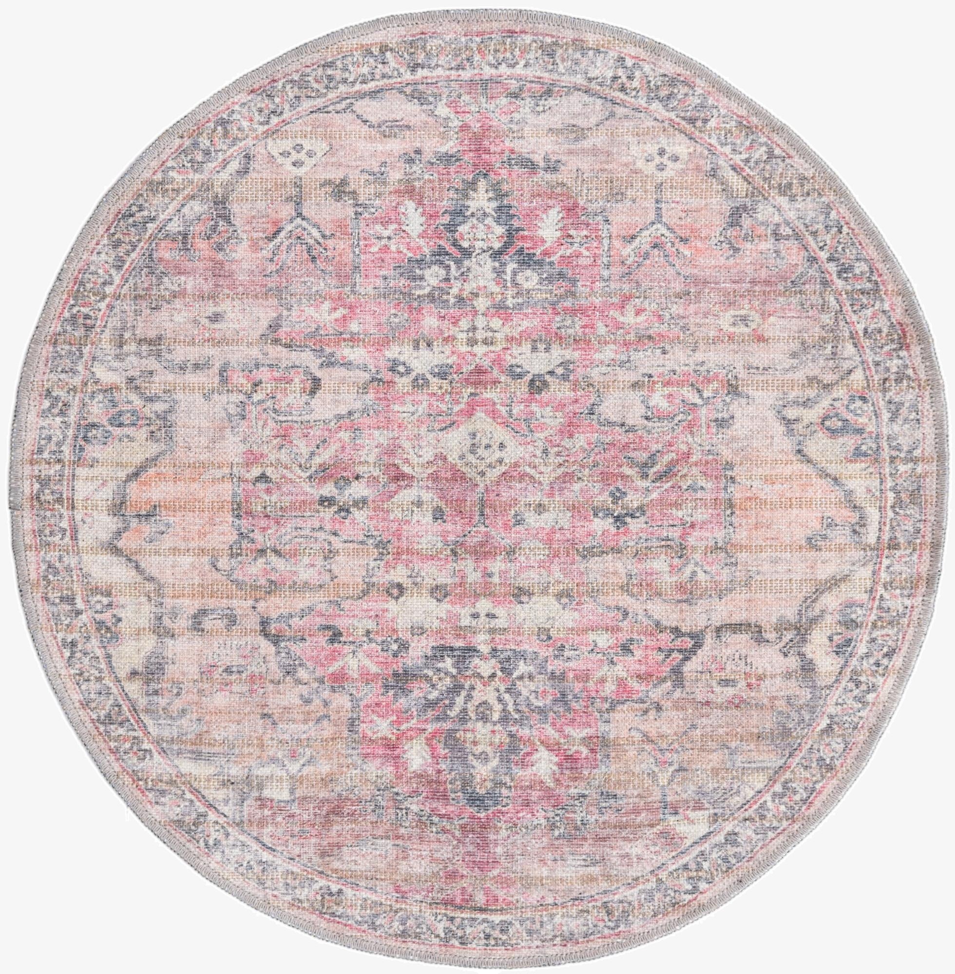 3' 3 x 3' 3  Washable Nostalgia Round Rug