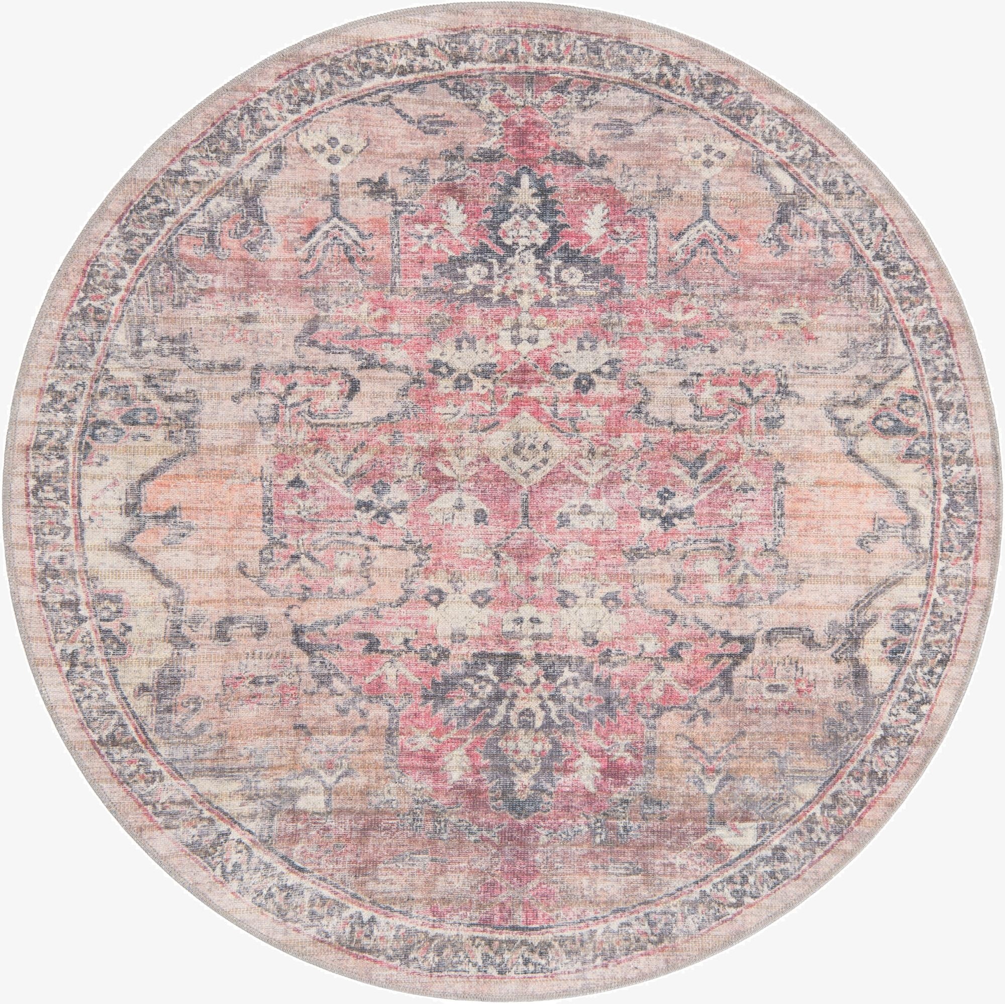 5' 3 x 5' 3  Washable Nostalgia Round Rug
