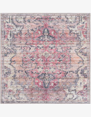 Beige pink Washable Nostalgia Square Rug