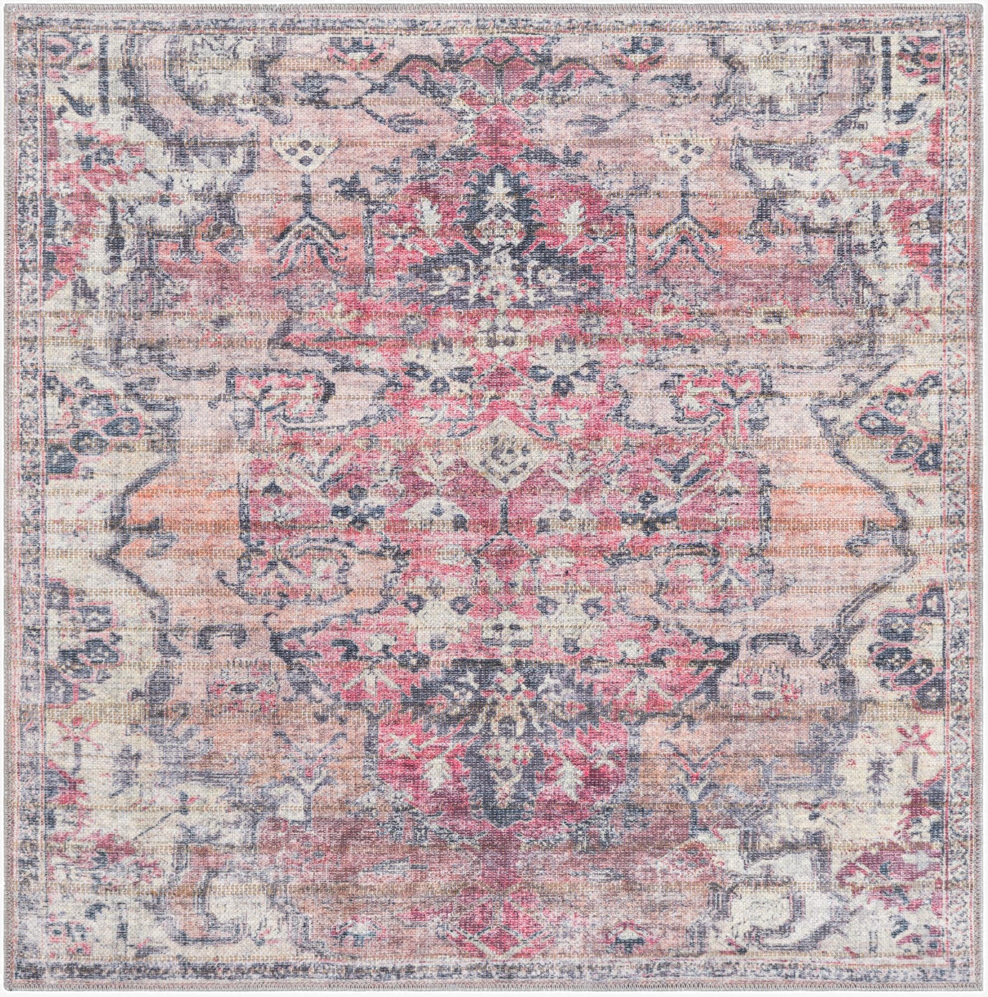 4' x 4'  Washable Nostalgia Square Rug