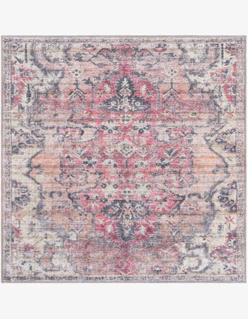 Beige pink Washable Nostalgia Square Rug