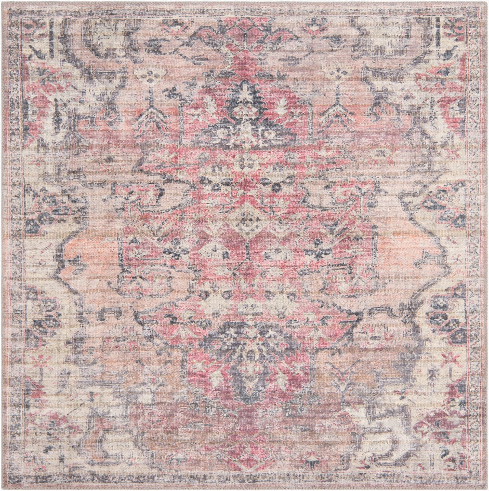 6' x 6' Washable Nostalgia Square Rug