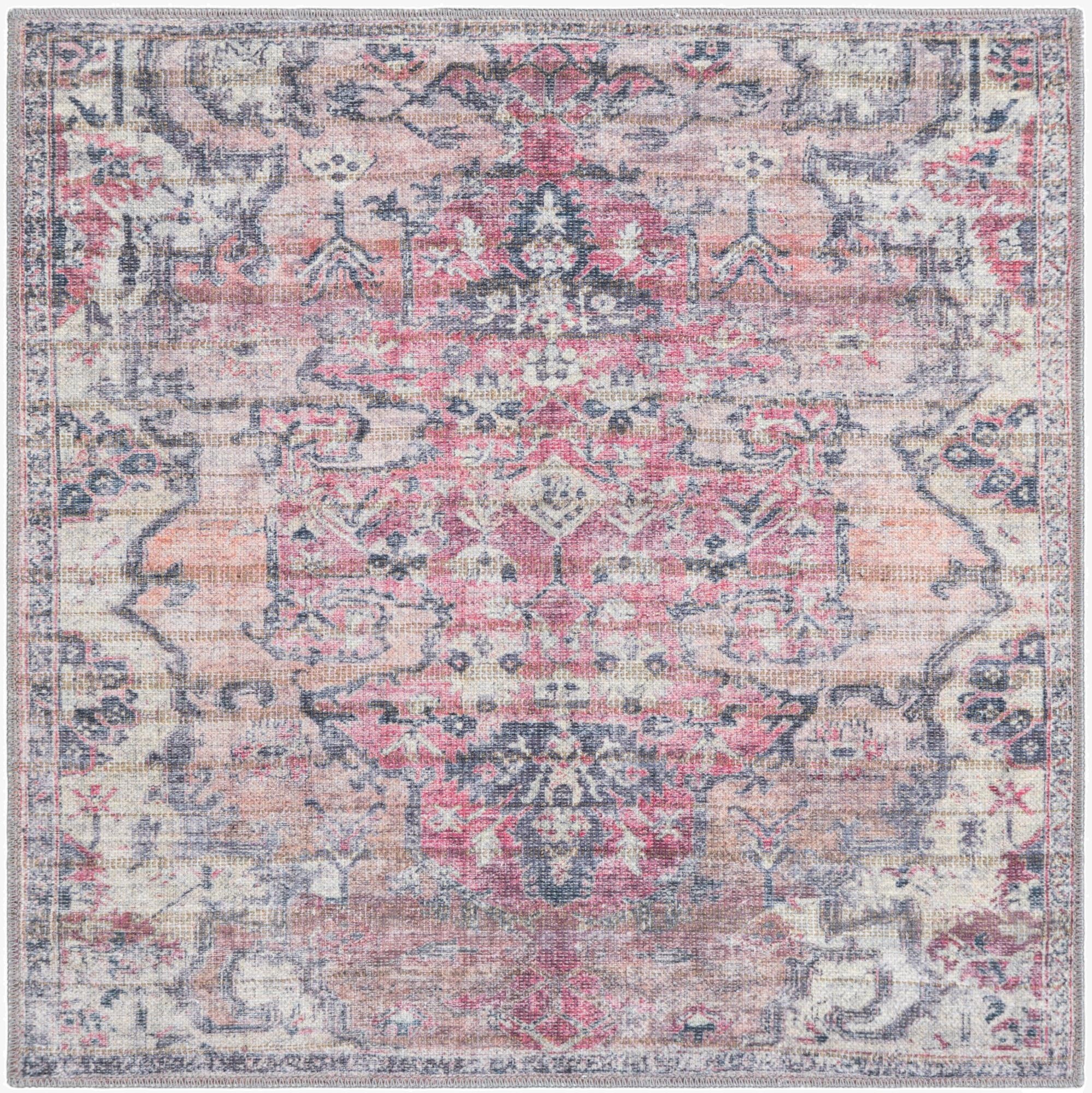 3' 3 x 3' 3  Washable Nostalgia Square Rug