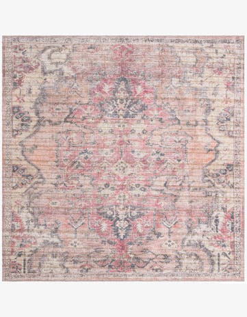 Beige pink Washable Nostalgia Square Rug