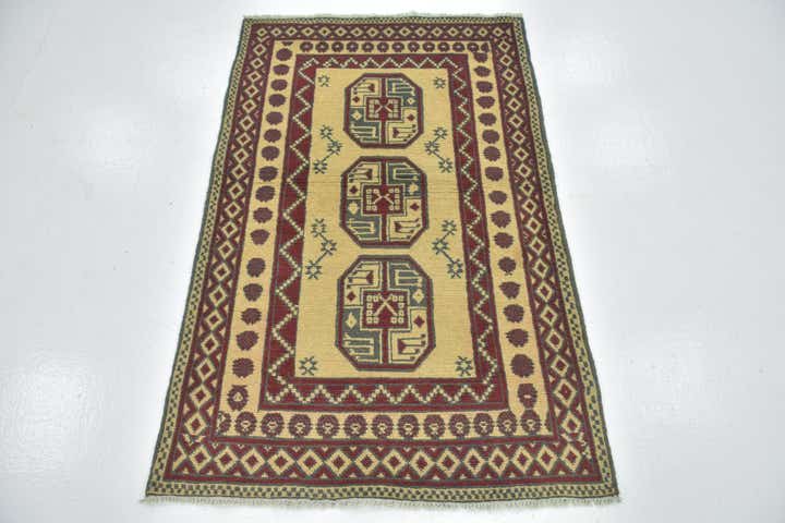 3' 2 x 5' Hand Knotted Afghan Akhche Wool Rug