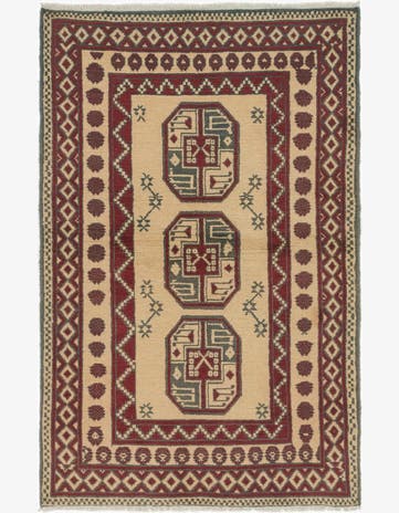 3' 2 x 5' Hand Knotted Afghan Akhche Wool Rug
