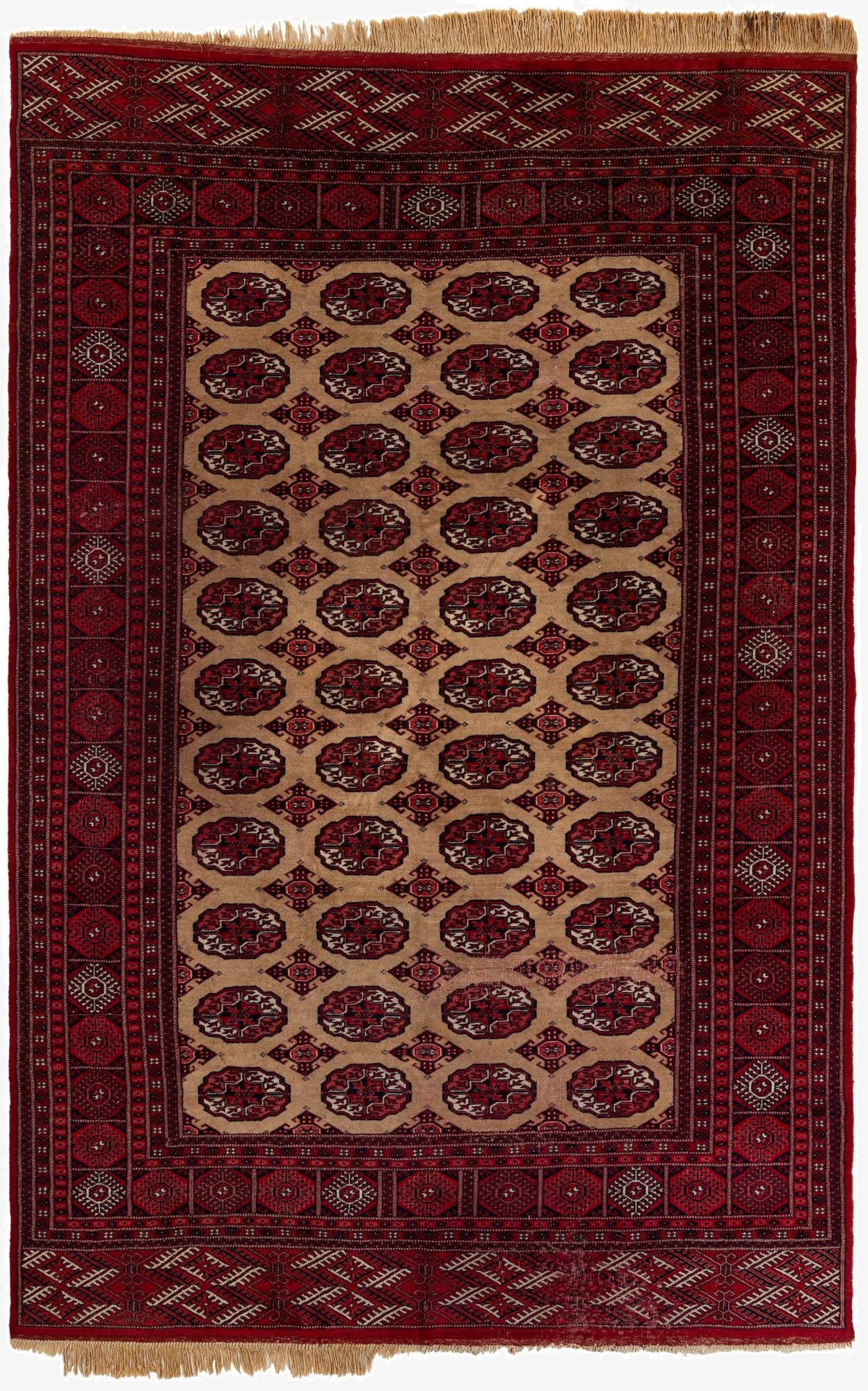 6' 6 x 10' 1  Hand Knotted Afghan Ersari Oriental Wool Rug