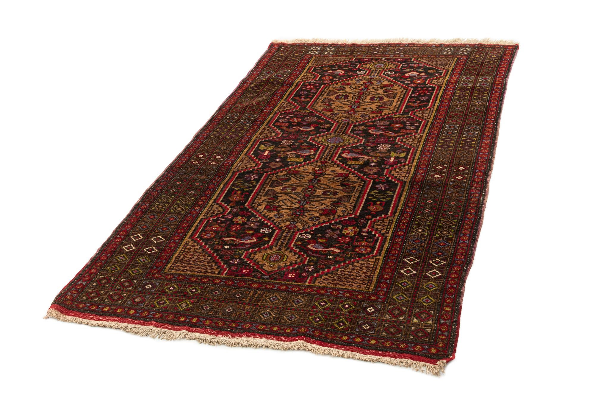 4' 3 x 7' 3 Hand Knotted Balouch Oriental Wool Rug