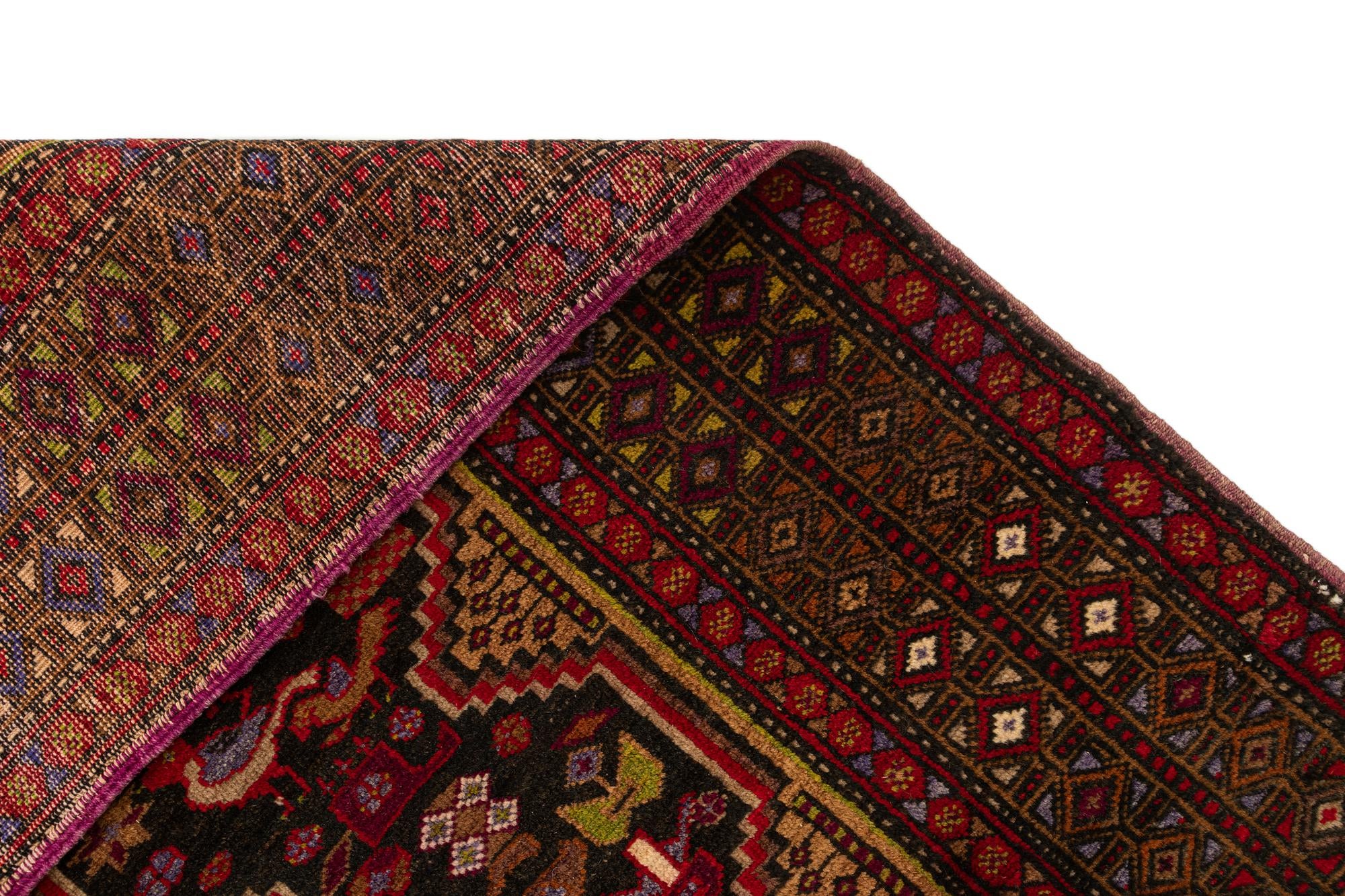 4' 3 x 7' 3 Hand Knotted Balouch Oriental Wool Rug