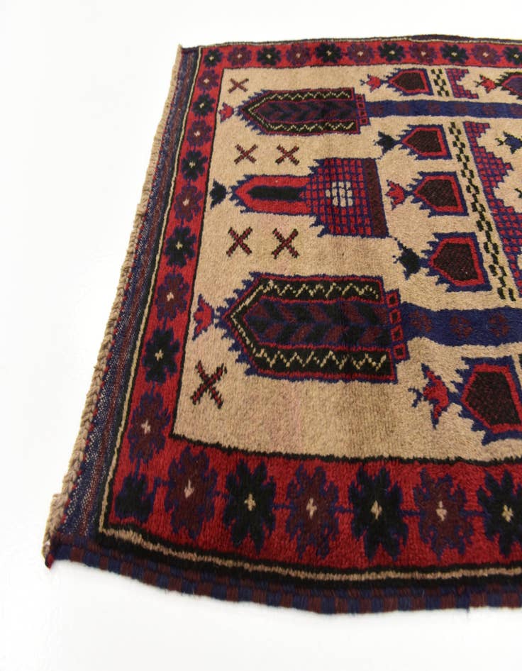 Detail image of 3' x 4' 9 Hand Knotted Balouch Persian Wool Rug