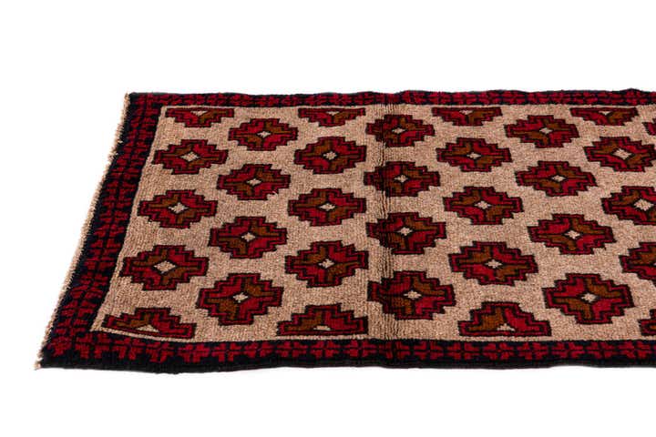 3' x 4' 9 Hand Knotted Balouch Persian Wool Rug