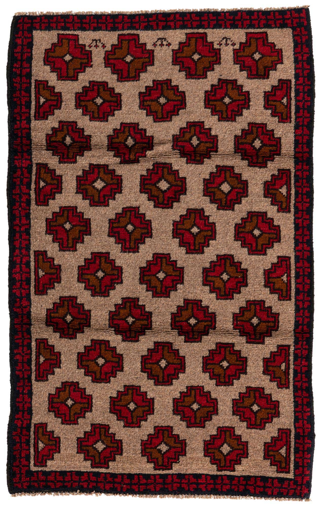 3' x 4' 9 Hand Knotted Balouch Persian Wool Rug