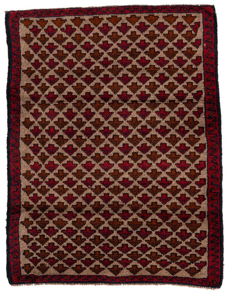 Detail image of 2' 10 x 4' 7 Hand Knotted Balouch Persian Wool Rug