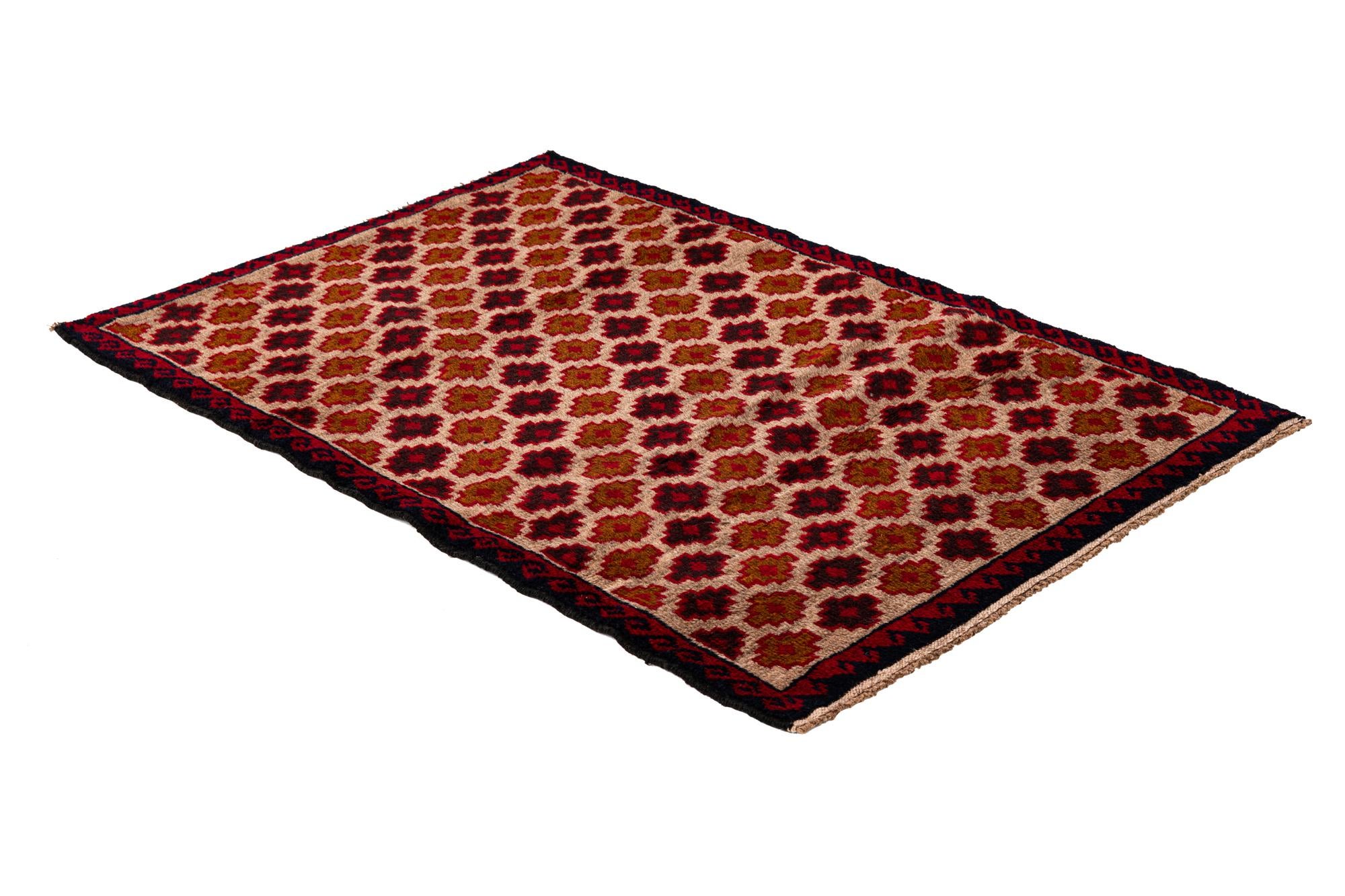 3' x 4' 6 Hand Knotted Balouch Persian Wool Rug