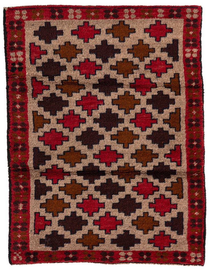 Detail image of 2' 10 x 4' 7 Hand Knotted Balouch Persian Wool Rug