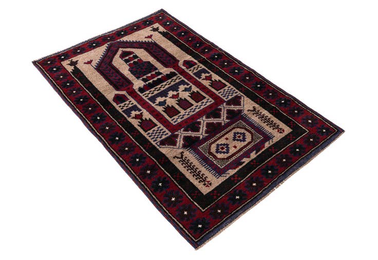 Detail image of 3' x 4' 9 Hand Knotted Balouch Persian Wool Rug