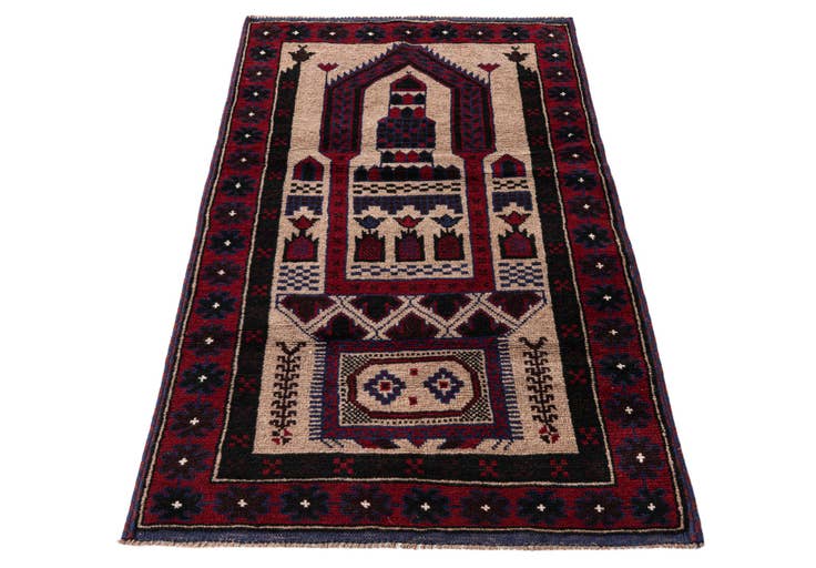 Detail image of 3' x 4' 9 Hand Knotted Balouch Persian Wool Rug