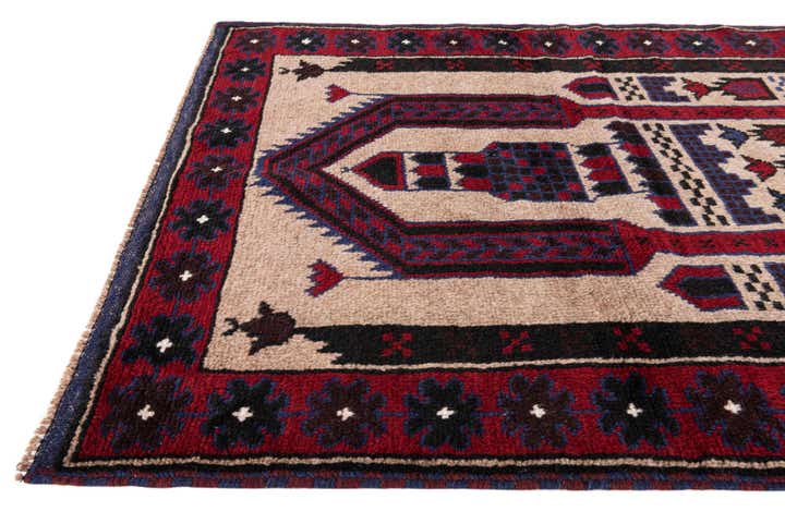 3' x 4' 9 Hand Knotted Balouch Persian Wool Rug