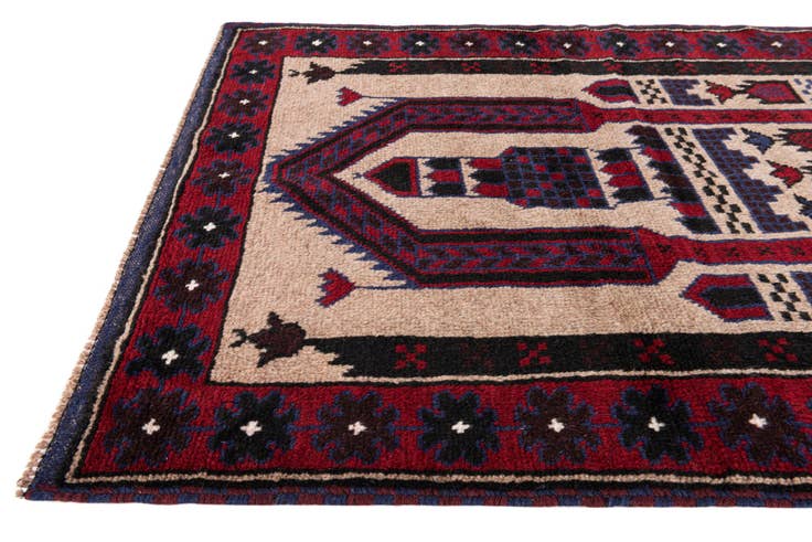 Detail image of 3' x 4' 9 Hand Knotted Balouch Persian Wool Rug