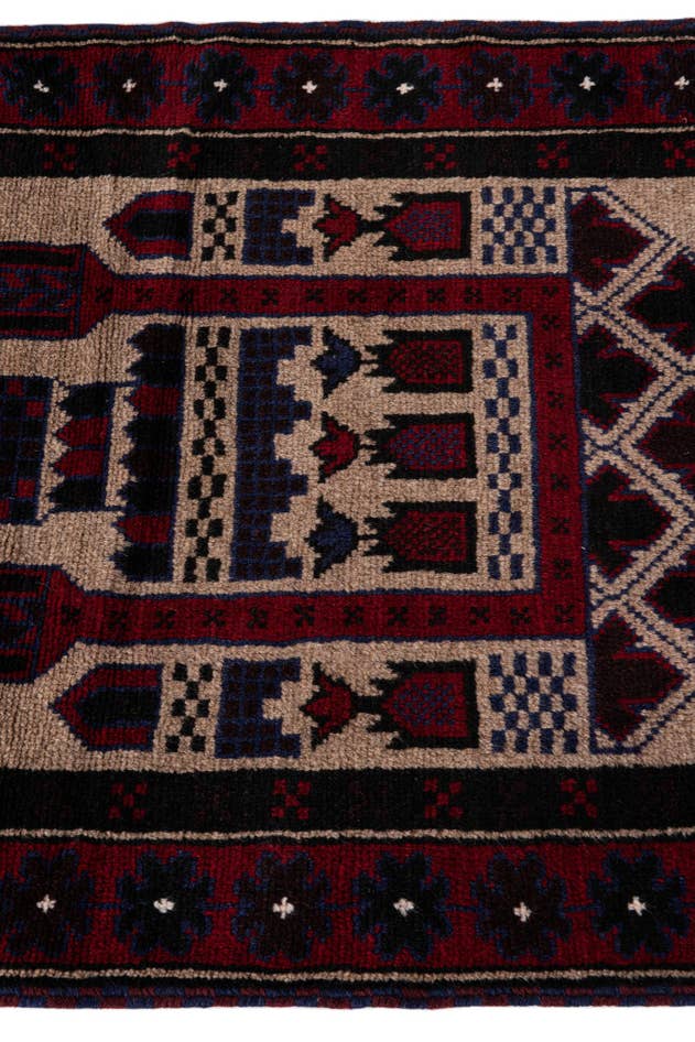 Detail image of 3' x 4' 9 Hand Knotted Balouch Persian Wool Rug