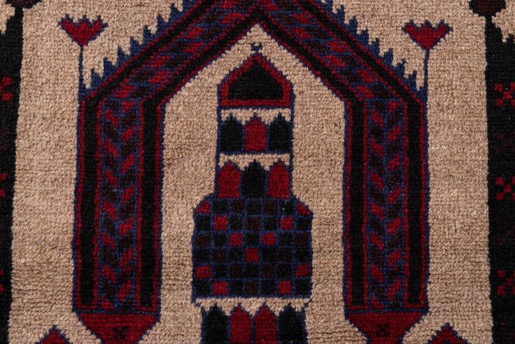 Detail image of 3' x 4' 9 Hand Knotted Balouch Persian Wool Rug
