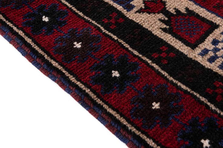 Detail image of 3' x 4' 9 Hand Knotted Balouch Persian Wool Rug