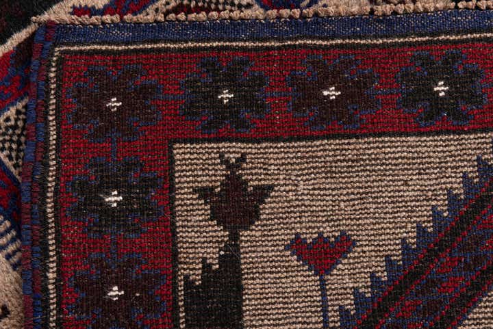 3' x 4' 9 Hand Knotted Balouch Persian Wool Rug