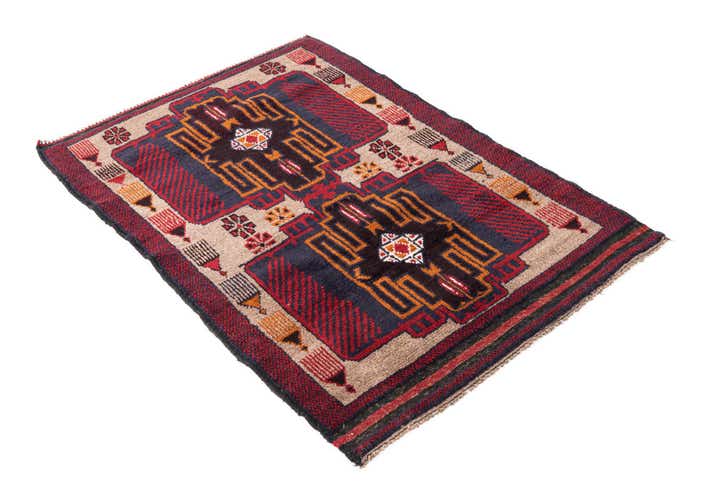 2' 11 x 4' 4 Hand Knotted Balouch Persian Wool Rug