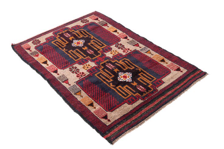 Detail image of 2' 11 x 4' 4 Hand Knotted Balouch Persian Wool Rug