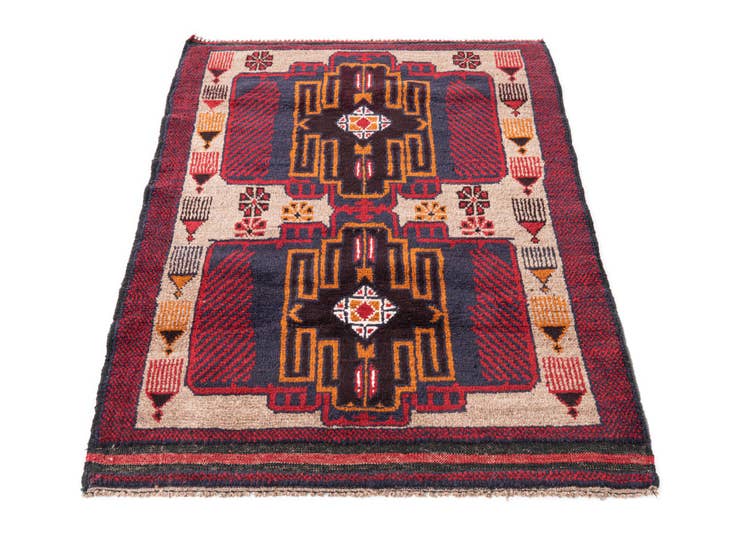 Detail image of 2' 11 x 4' 4 Hand Knotted Balouch Persian Wool Rug